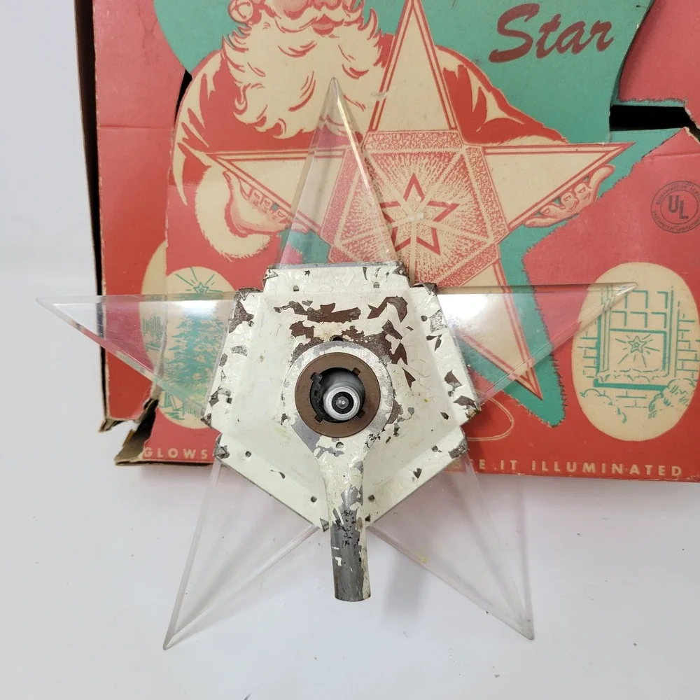 Vintage NOMA Plastic Christmas Star Tree Topper MCM Original Box